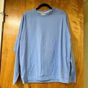 Peter Millar Performance Crewneck Pullover Light Blue Athletic Shirt Mens L